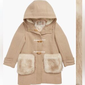 Preowned good condition Crewcuts by Jcrew Toggle Coat with Faux Fur Trim Sz 6-7